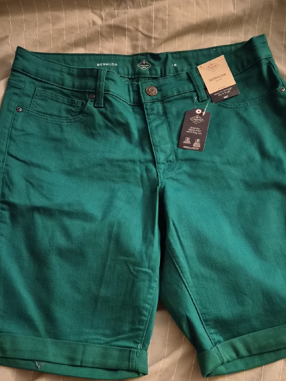 St. John's Bay Teal Green Bermuda Shorts